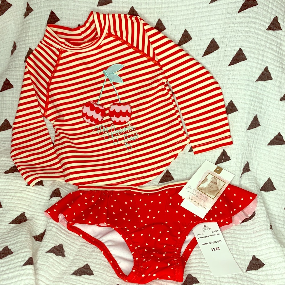 *NWT*Jessica Simpson Baby Rashguard w/bottoms 12mo